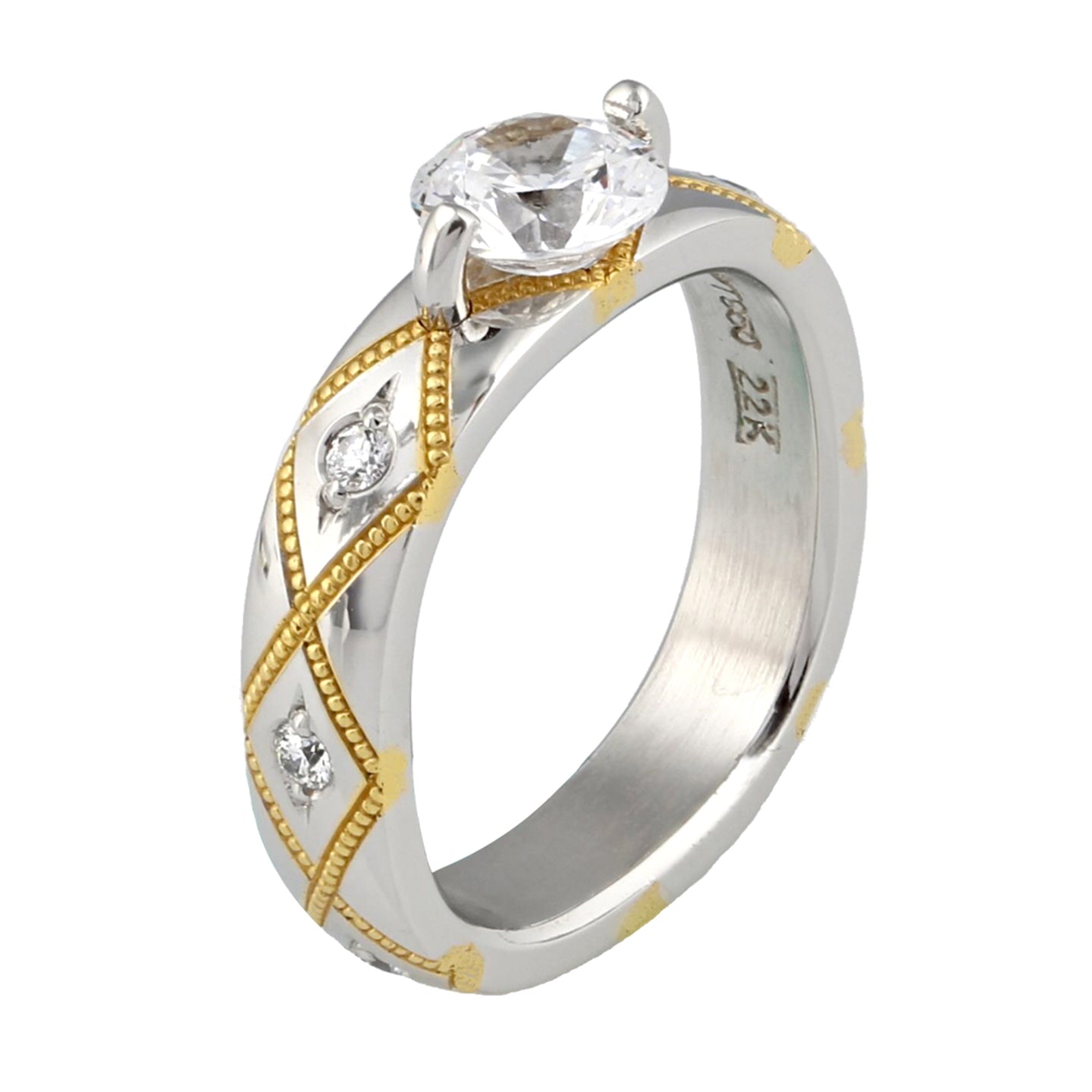 Elevated Open Prong CZ Solitaire 22k Gold Ring – Andaaz Jewelers